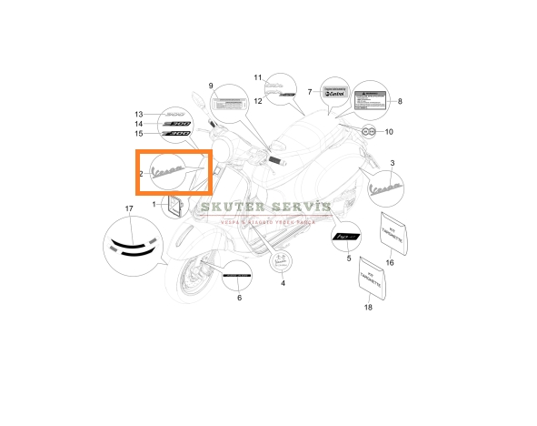 ÖN PANEL YAZI ’’VESPA’’